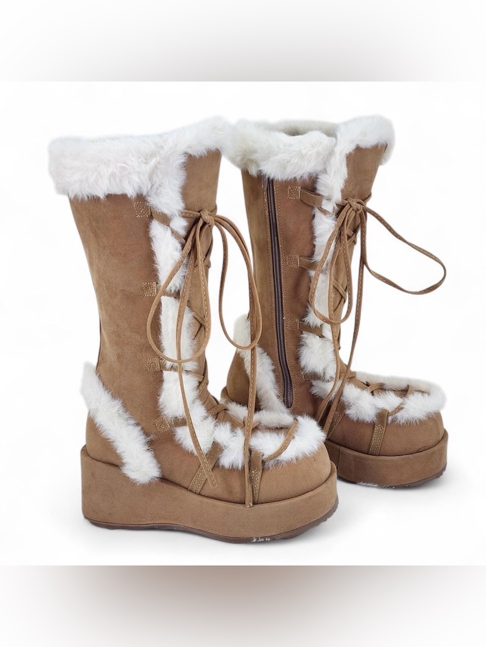 NIB Demonia Cubby 311 Stomper Tan Mammoth Platform Punk Rave Knee High Boots 9